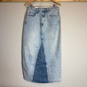 Women's Blank NYC Denim Blue Jean Patchwork Midi Skirt Size 28 NEW